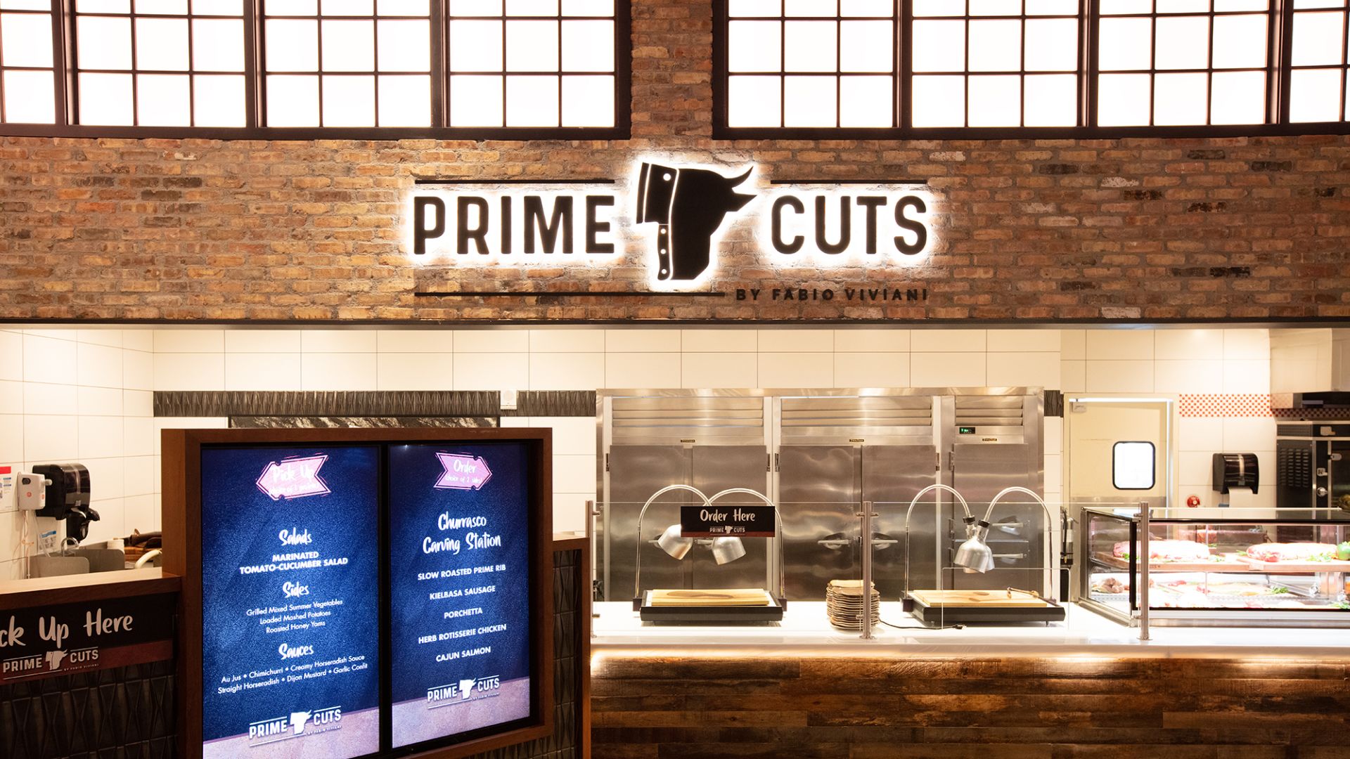 A Large Sign Above A Counter